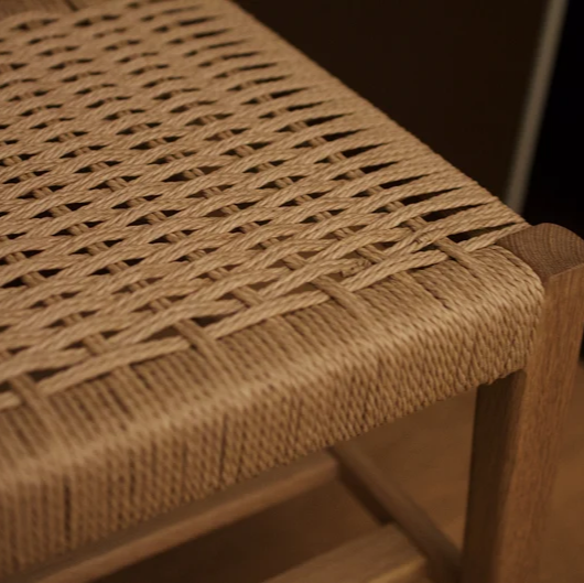 Mid Century Entryway Woven Seat Shoe Bench