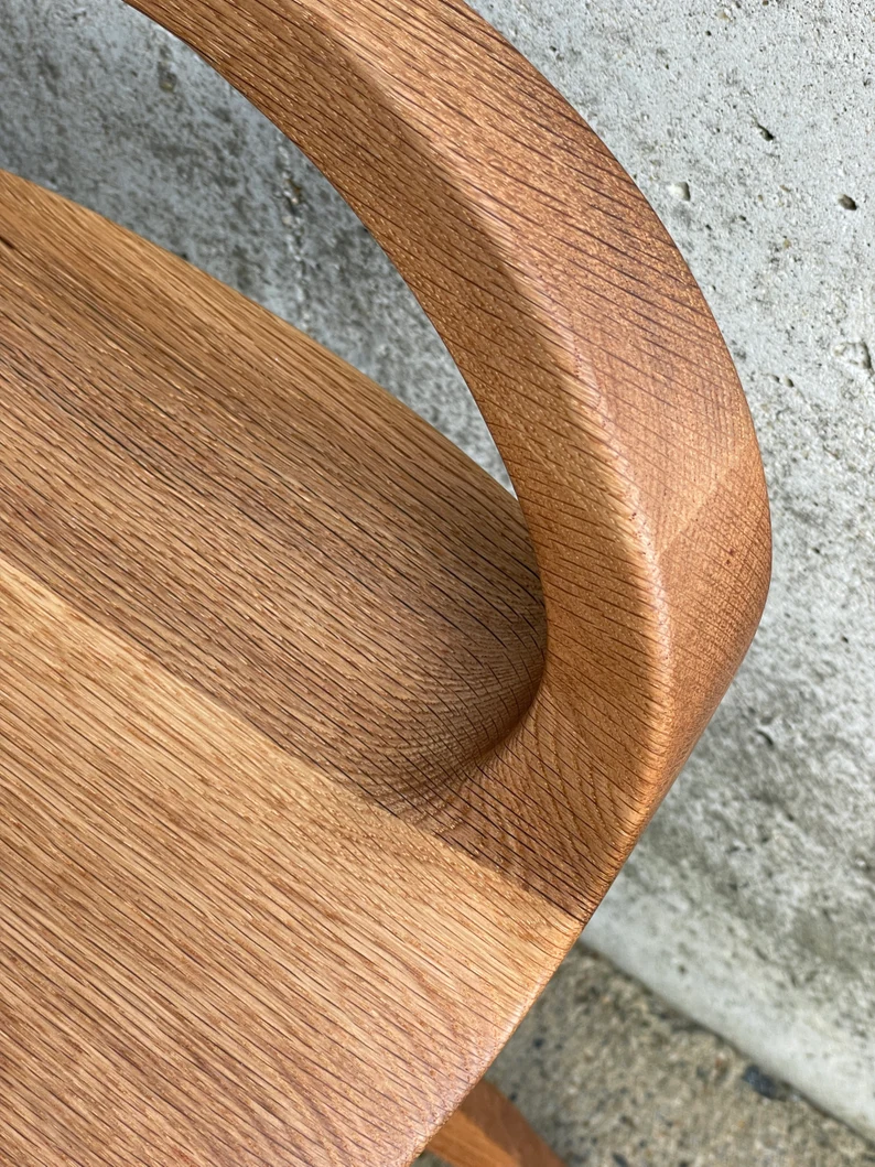 Swiveling Wood Counter Stool | Carved Seat | Mid Century Modern Stool | Tractor seat stool | Kitchen Barstool | Natural Finish